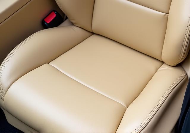 얼룩이 모두 제거되고 깨끗해진 베이지색 가죽 시트 (After)