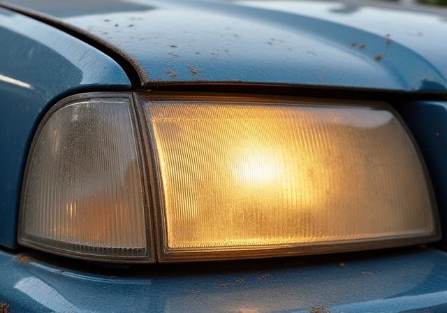 뿌옇게 변색된 자동차 헤드라이트 (Before)